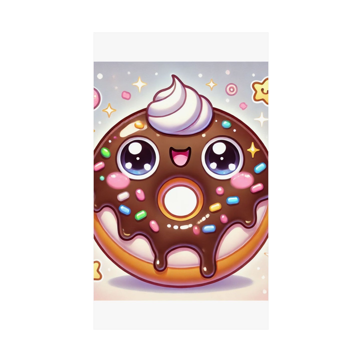 Kawaii Chocolate Donut Cute Dessert Art Poster