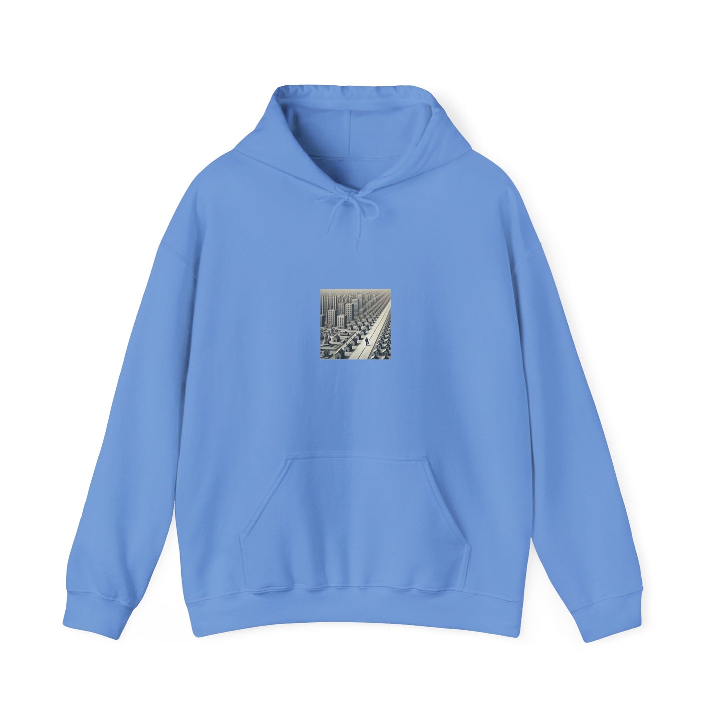 Monochrome Urban Factory Cityscape Graphic Hoodie Architecture Gift