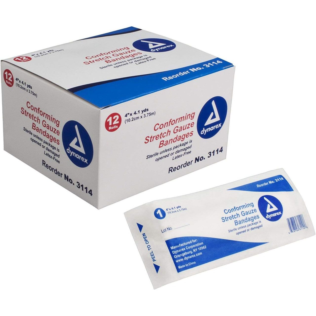 Dynarex 3114 Stretch Gauze Bandages – Bulk Box (96 Rolls)
