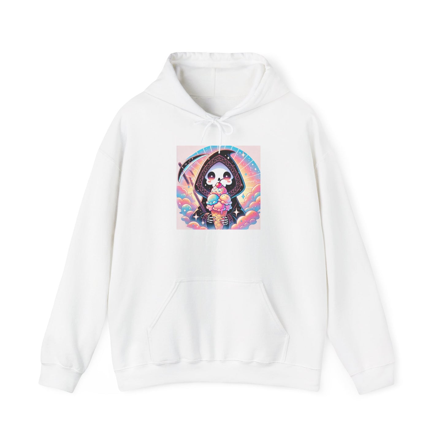 Grim Reaper Kawaii Anime Hoodie - Cute Ice Cream Design - Unisex Comfortable Hooded Sweatshirt - Fun & Stylish Gift Idea!