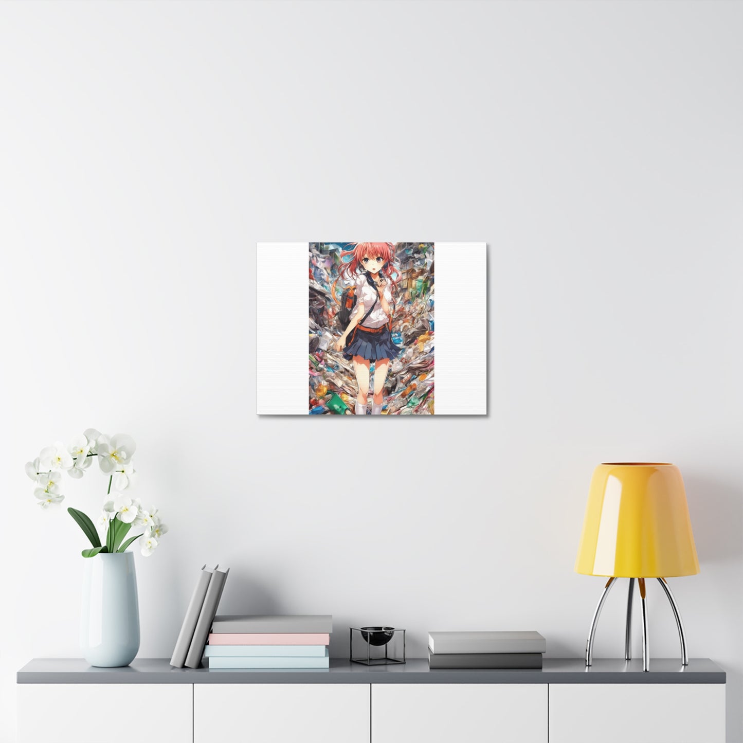 Recycling Day Anime Schoolgirl Eco Street Art Canvas