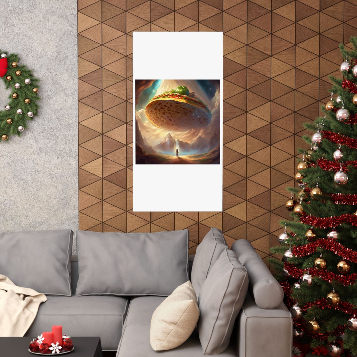 Cosmic Taco UFO Surreal Food Fantasy Art Poster