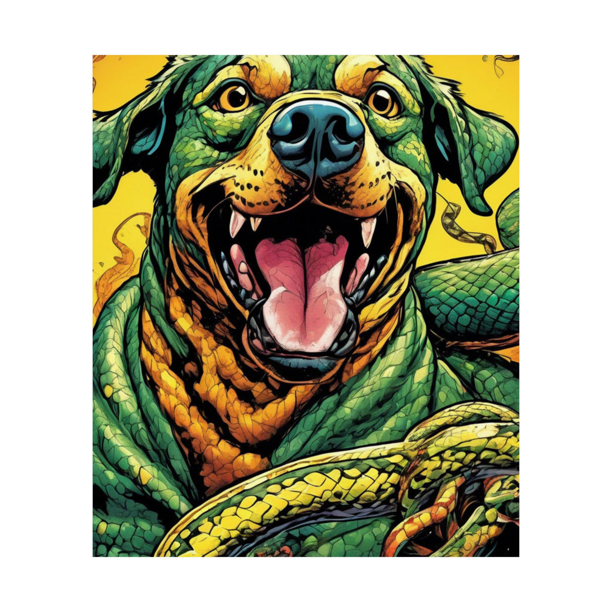 Surreal Serpent Hound Dark Fantasy Wall Art Poster