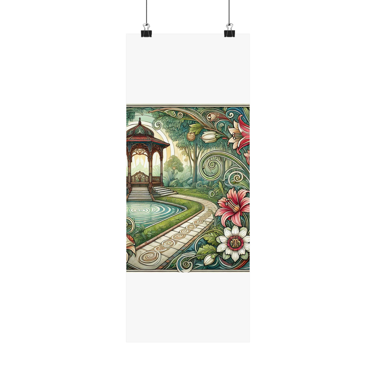 Botanical Gazebo Garden Art Nouveau Wall Art Poster