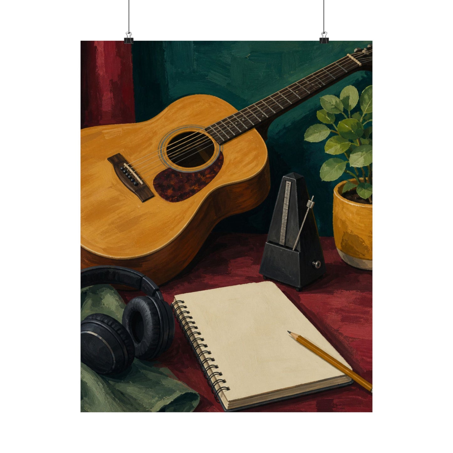 Cozy Acoustic Music Practice Art Poster
