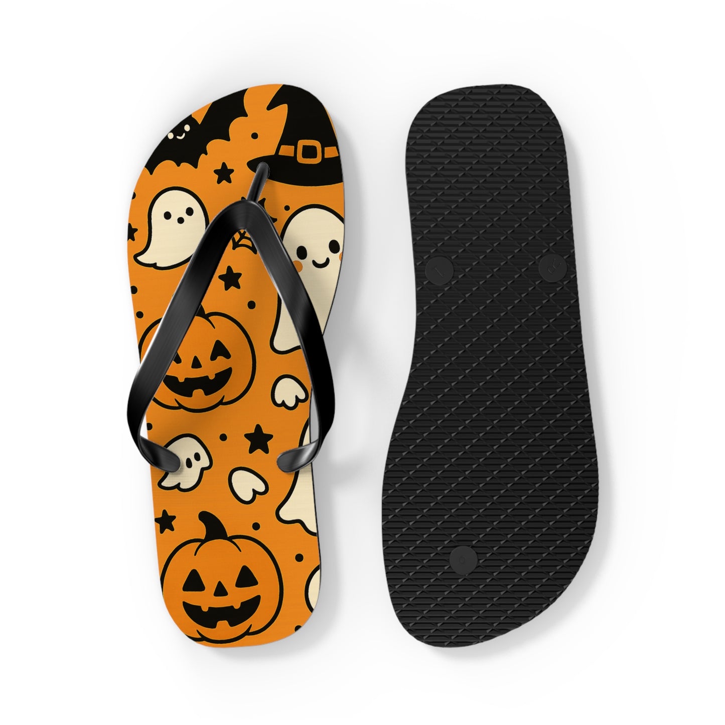 Halloween Themed Flip Flops, Fun Summer Vacation Sandals, Spooky Beachwear, Perfect for Costume Party, Trick or Treat