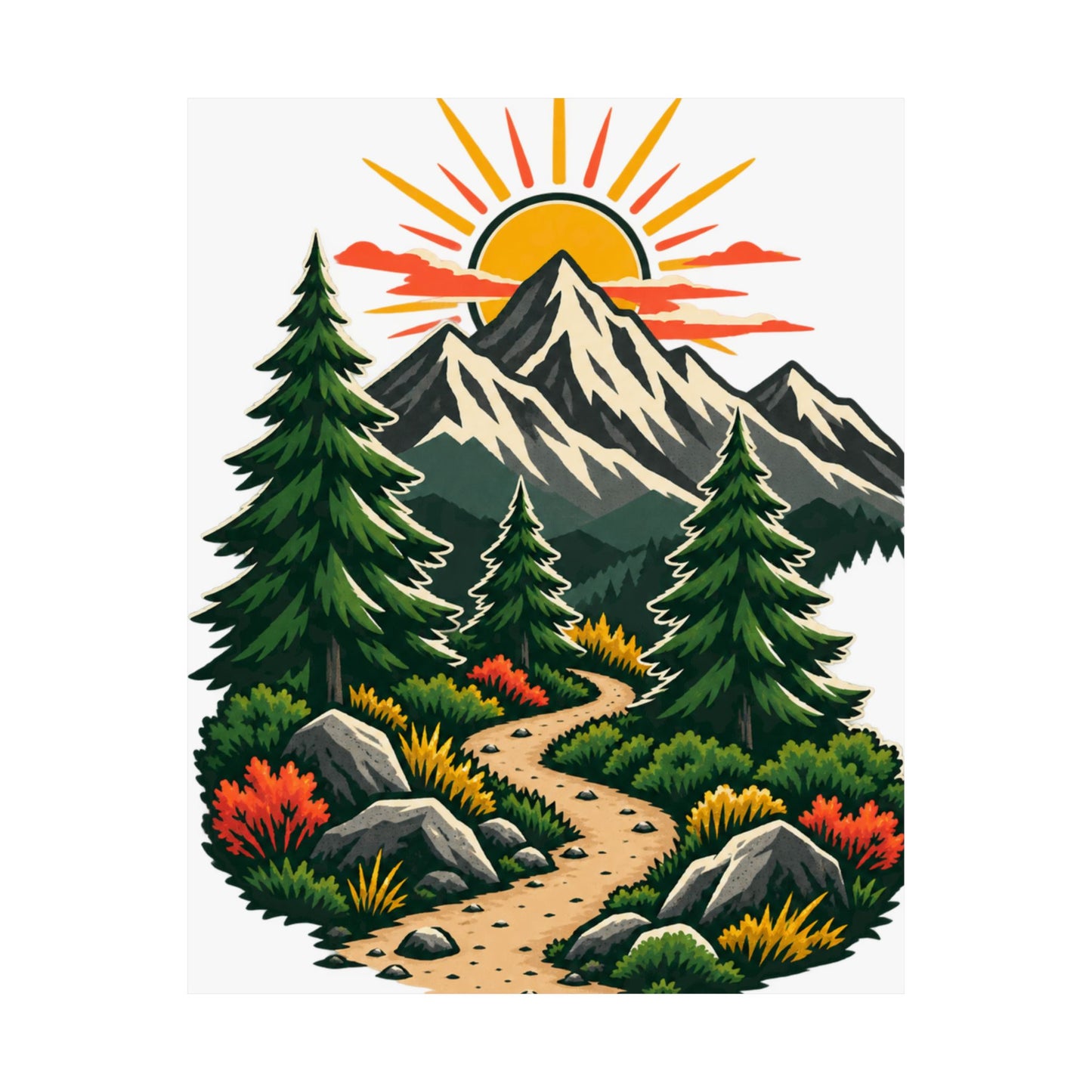 Sunrise Mountain Trail Outdoor Adventure Poster