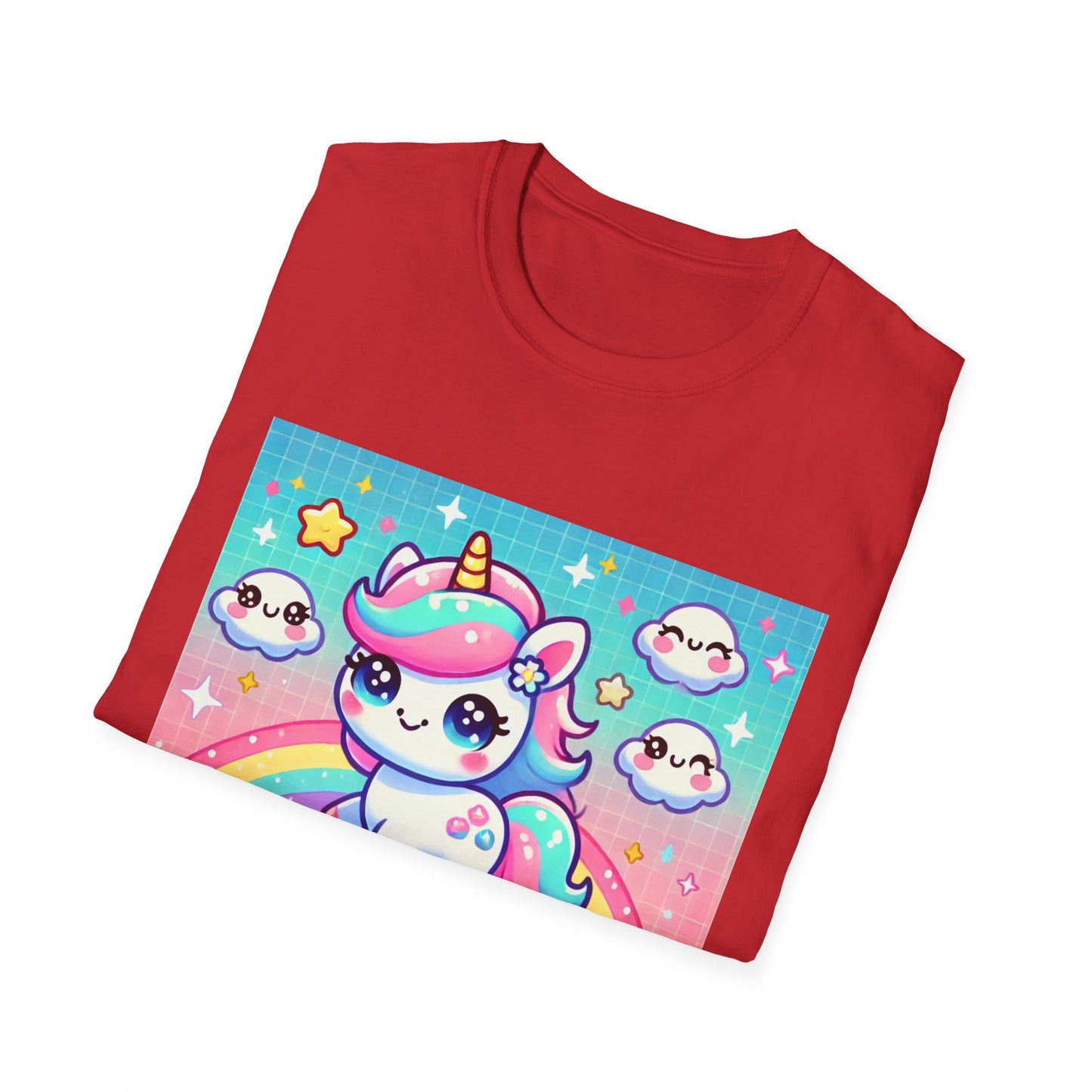 Kawaii Anime Unicorn Unisex Softstyle T-Shirt - Cute & Stylish Tee for Anime Lovers - Comfortable Casual Wear for All Genders