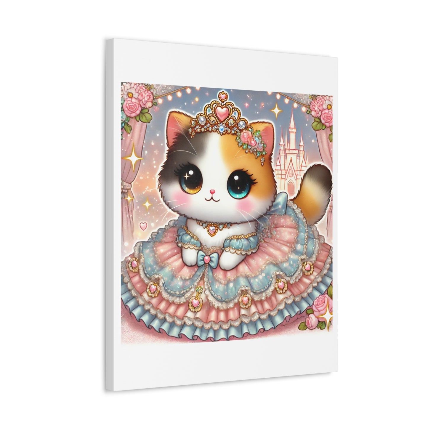 Pastel Princess Calico Cat Fantasy Canvas Wall Art