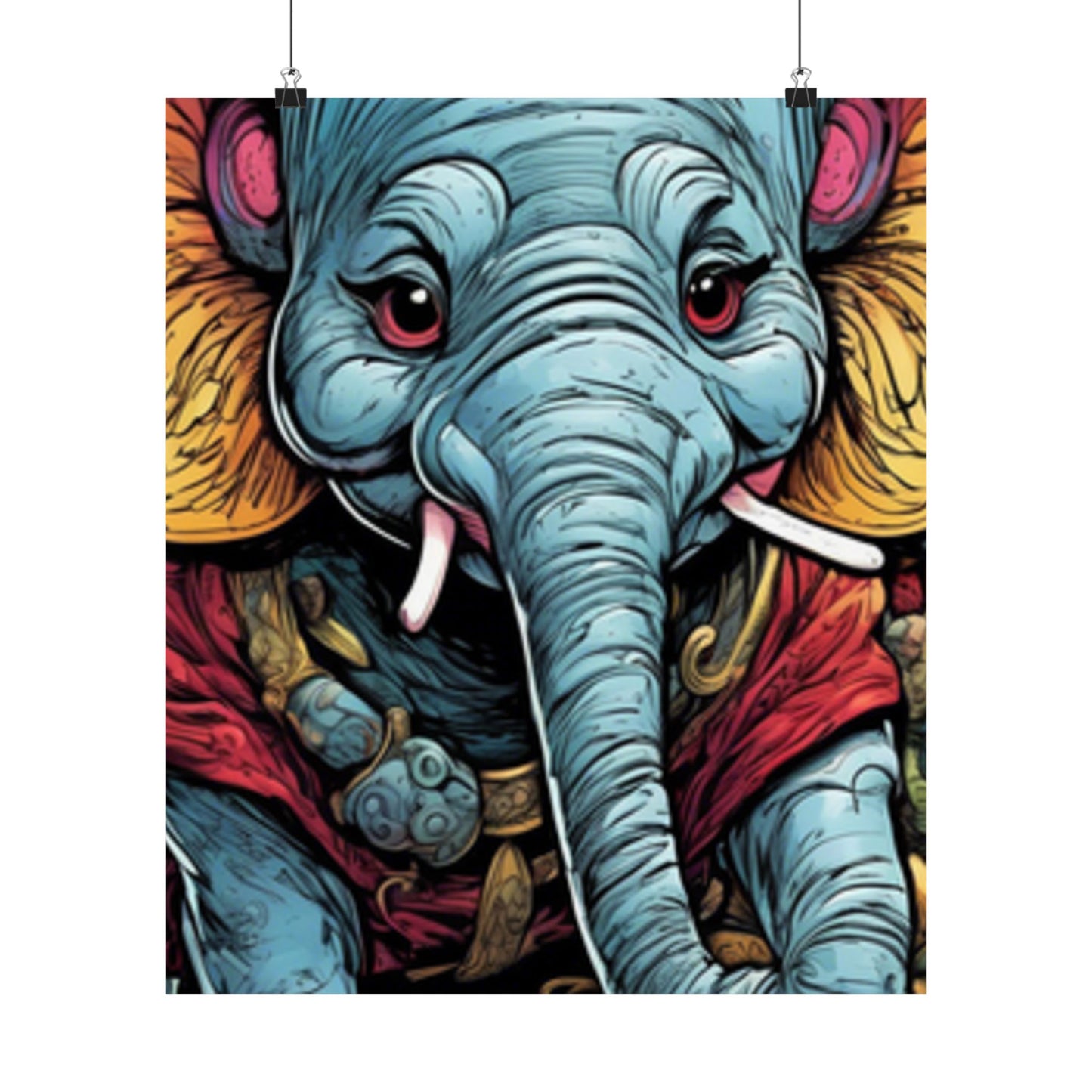 Colorful Elephant Garden Parade Wildlife Wall Art Poster