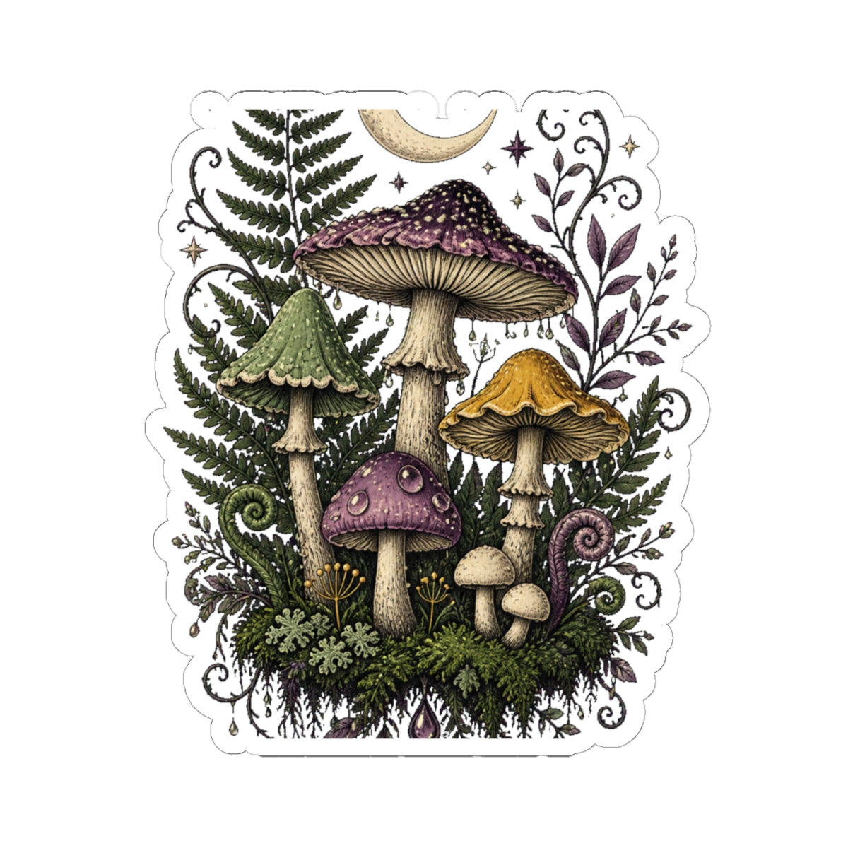 Midnight Mushroom Field Notes Botanical Mushroom Sticker