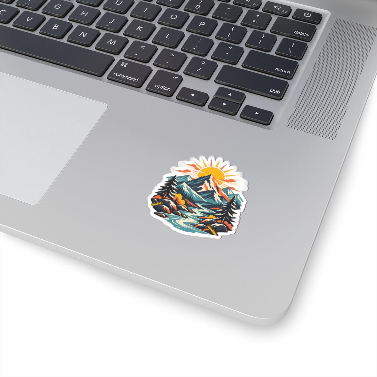 Alpine Sunrise River Mountain Adventure Art Sticker