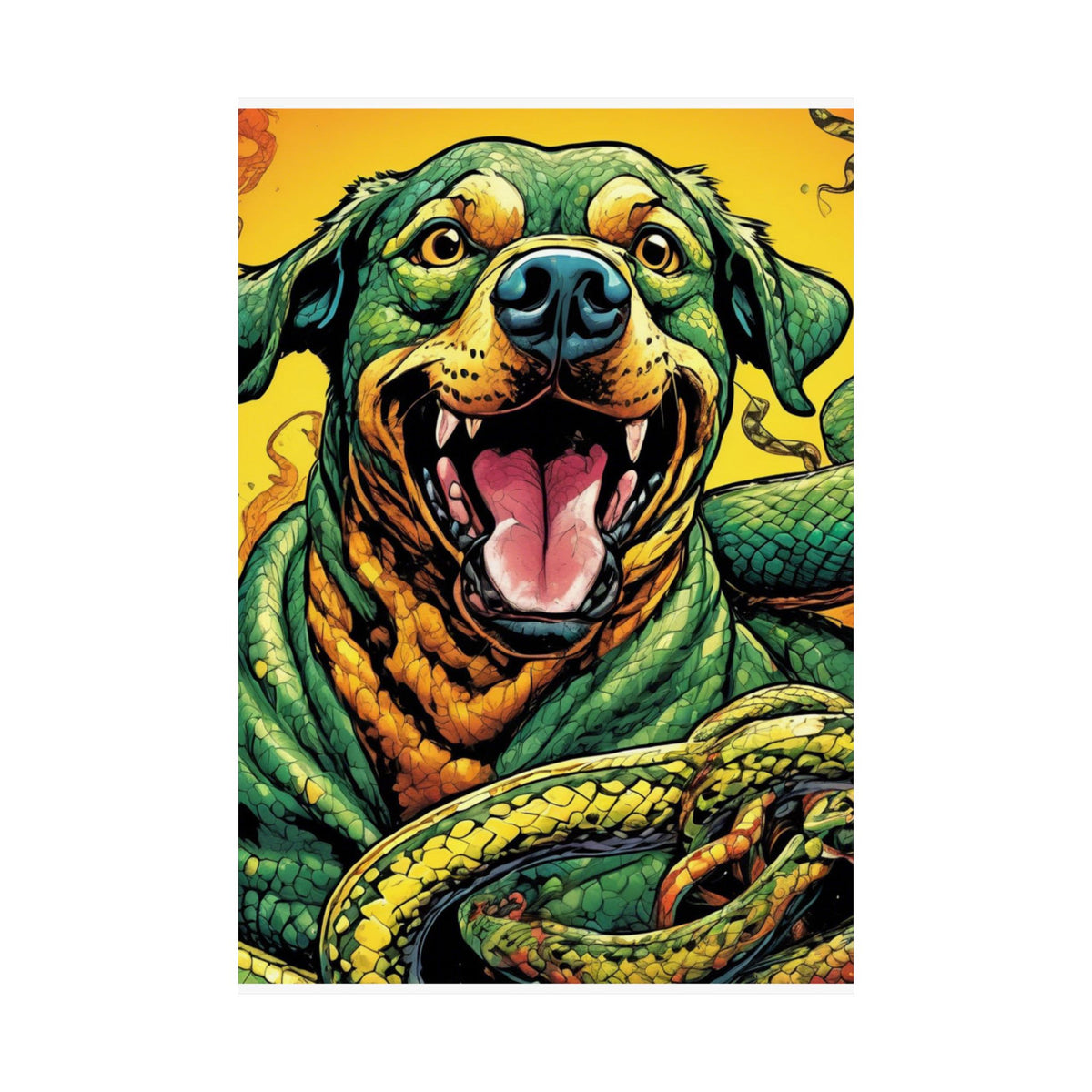 Surreal Serpent Hound Dark Fantasy Wall Art Poster