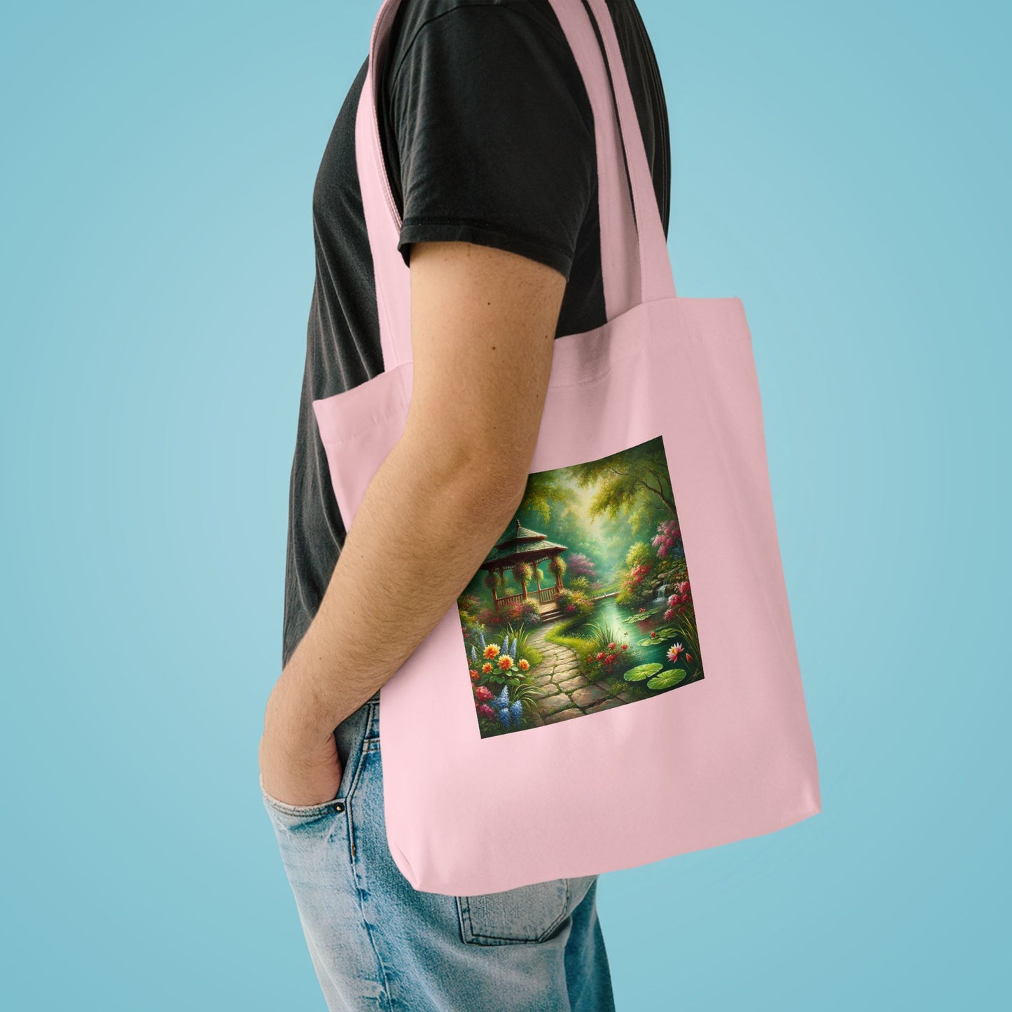 Spring Garden Gazebo Floral Landscape Tote Bag