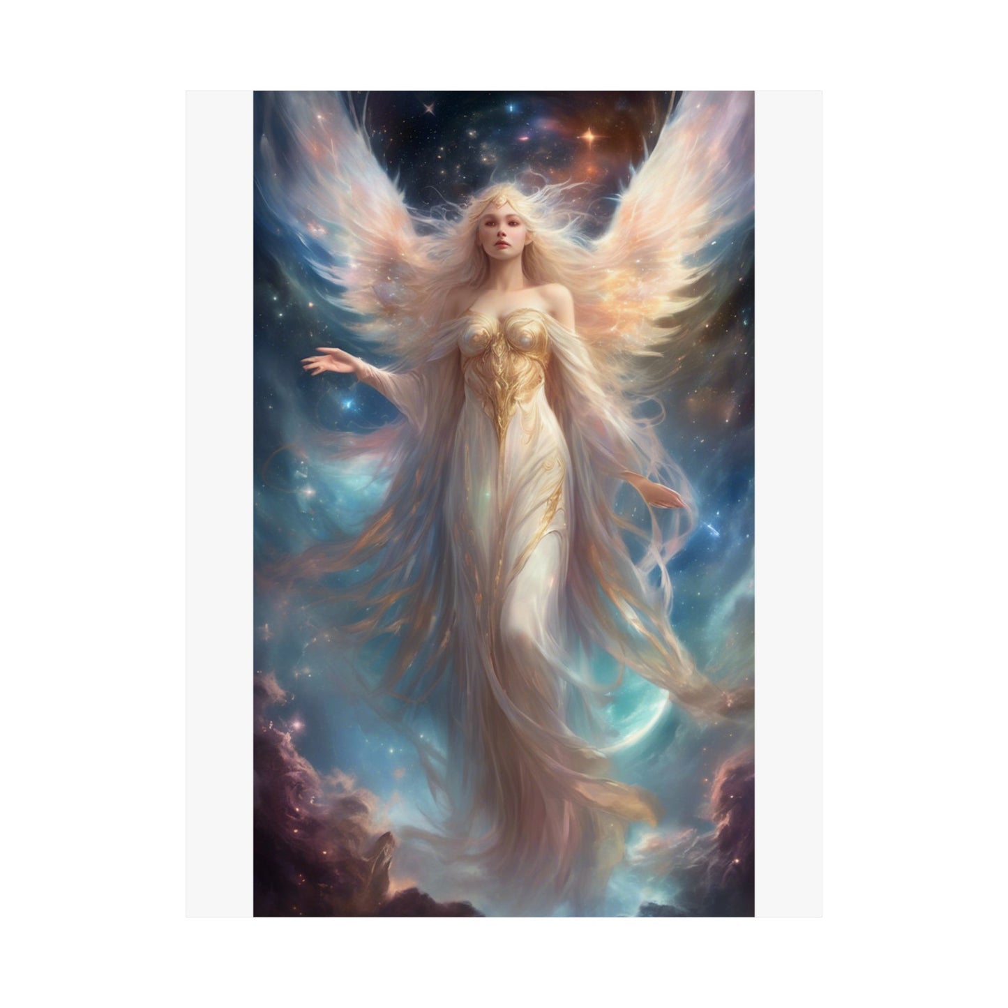 Celestial Winged Heroine Fantasy Portrait Poster