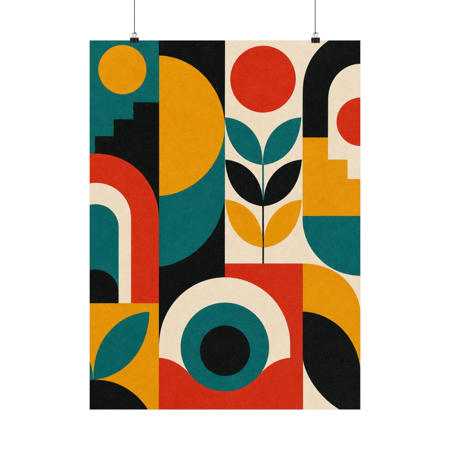 Mid Century Arches Botanical Geometric Abstract Poster