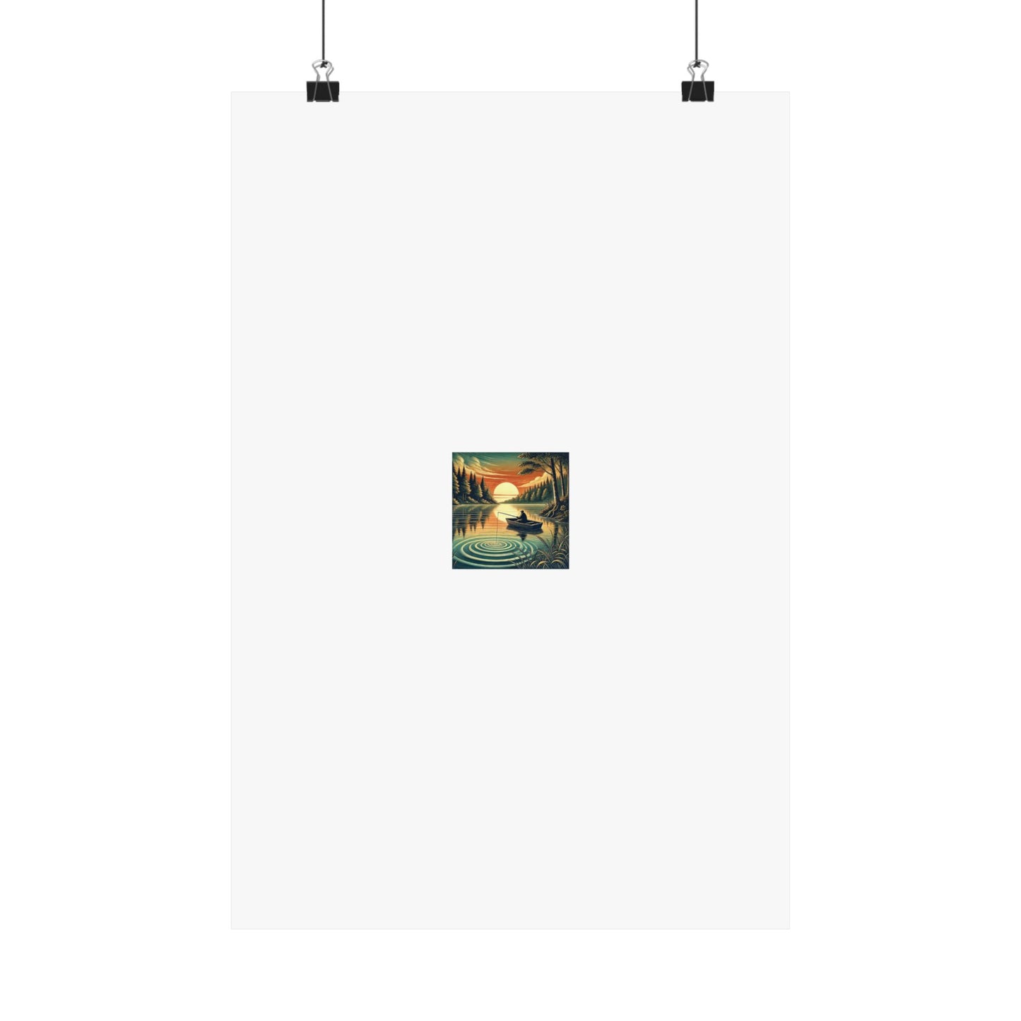 Sunset Lake Fishing Retreat Poster Lake House Fishing Wall Art Gift