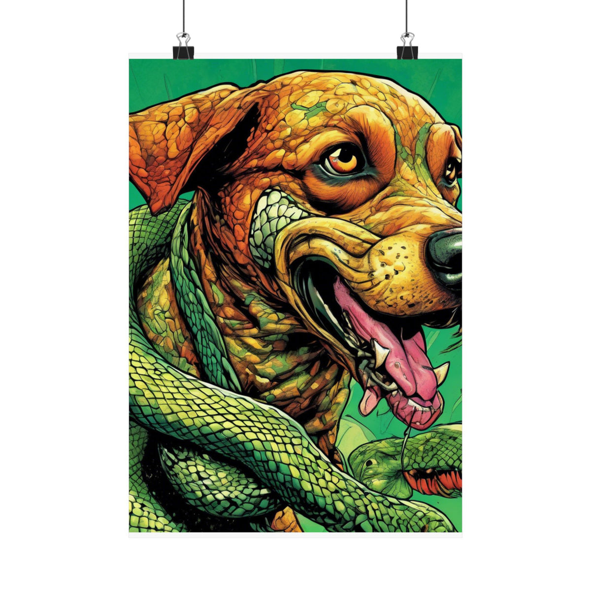 Serpent Guardian Dog Bold Fantasy Creature Art Poster