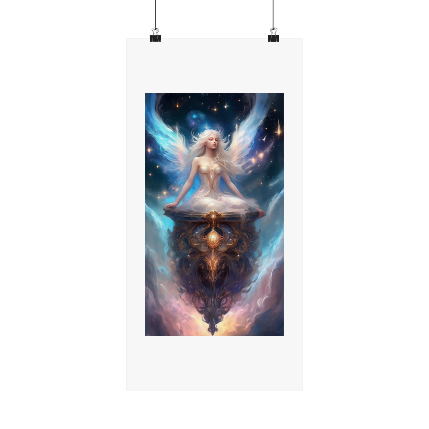 Celestial Winged Meditation Fantasy Portrait Poster