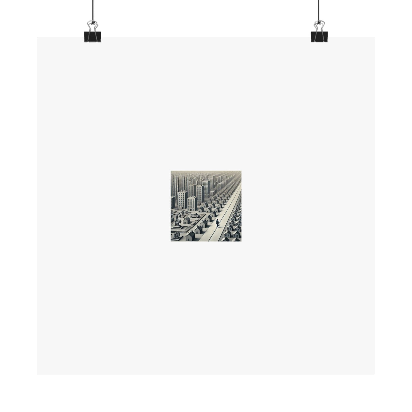 Monochrome Urban Factory Cityscape Poster Industrial Wall Art Gift