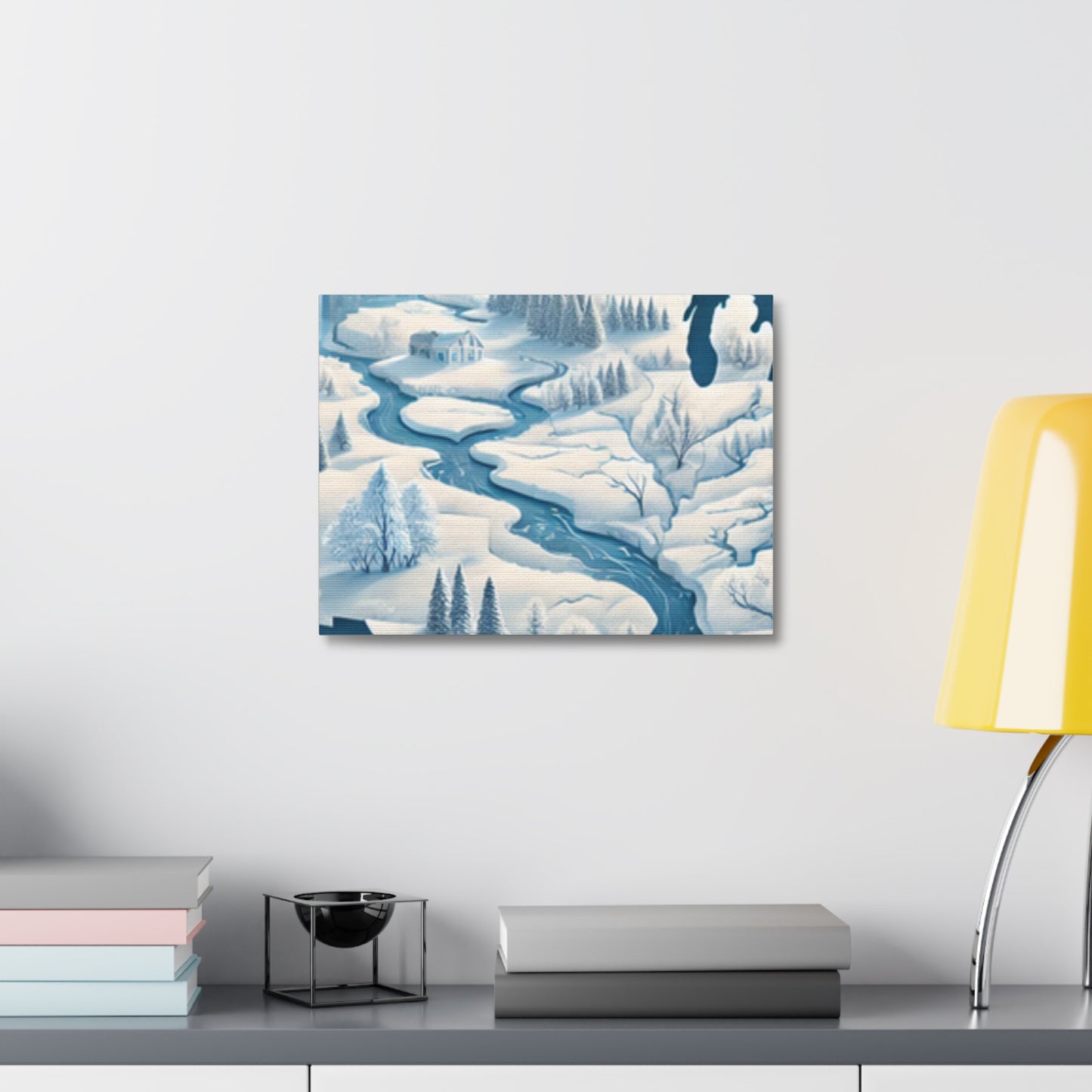 Winter USA Dreamscape Snowy Map Canvas Wall Art Travel Gift