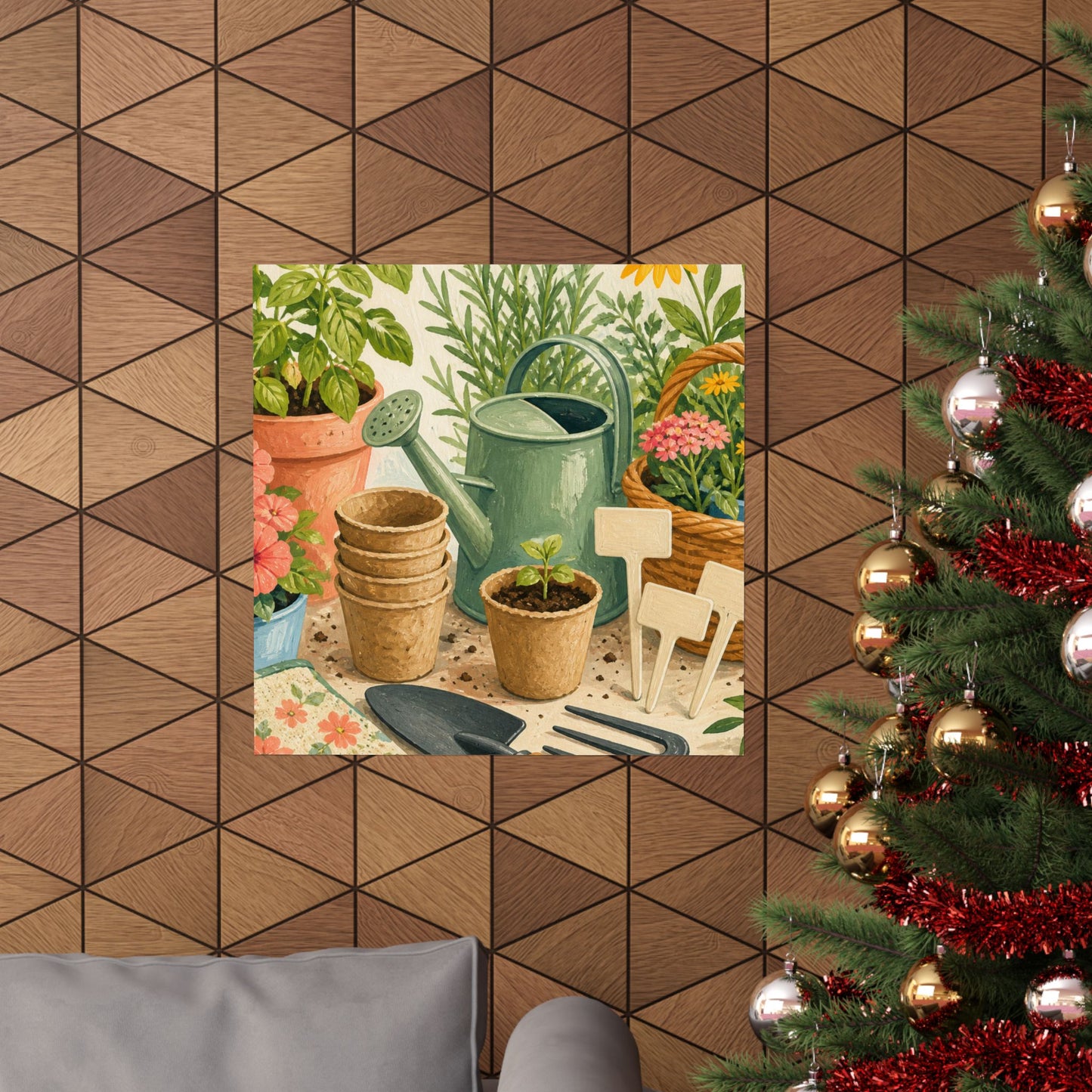 Colorful Gardening Tools and Flowers Hobby Poster