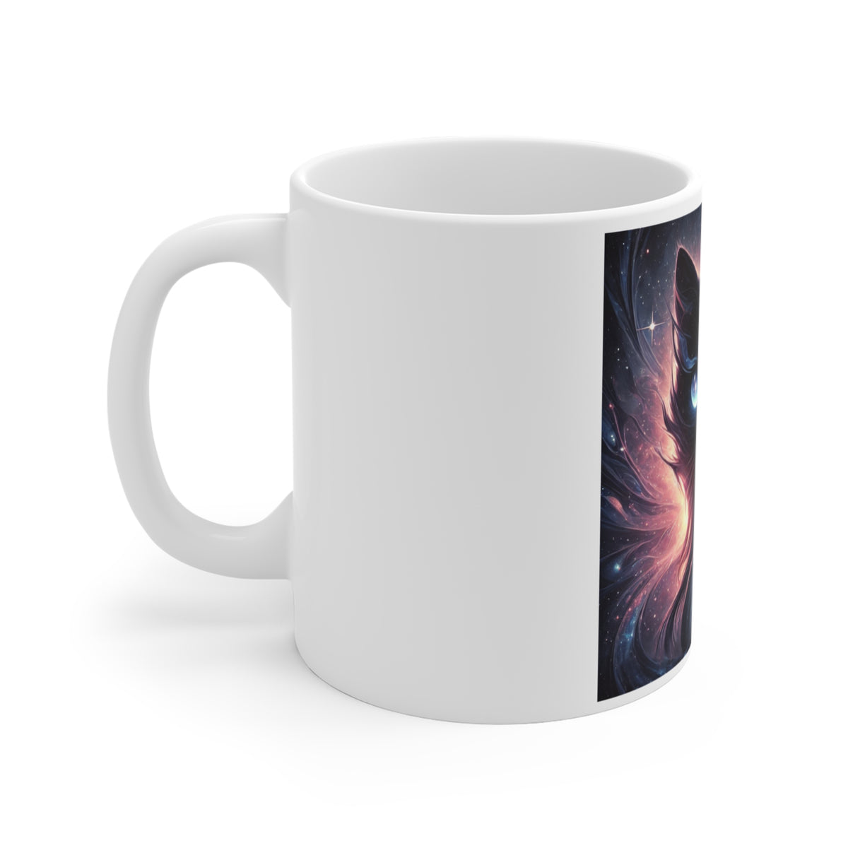 Cosmic Black Cat Galaxy Celestial Coffee Mug