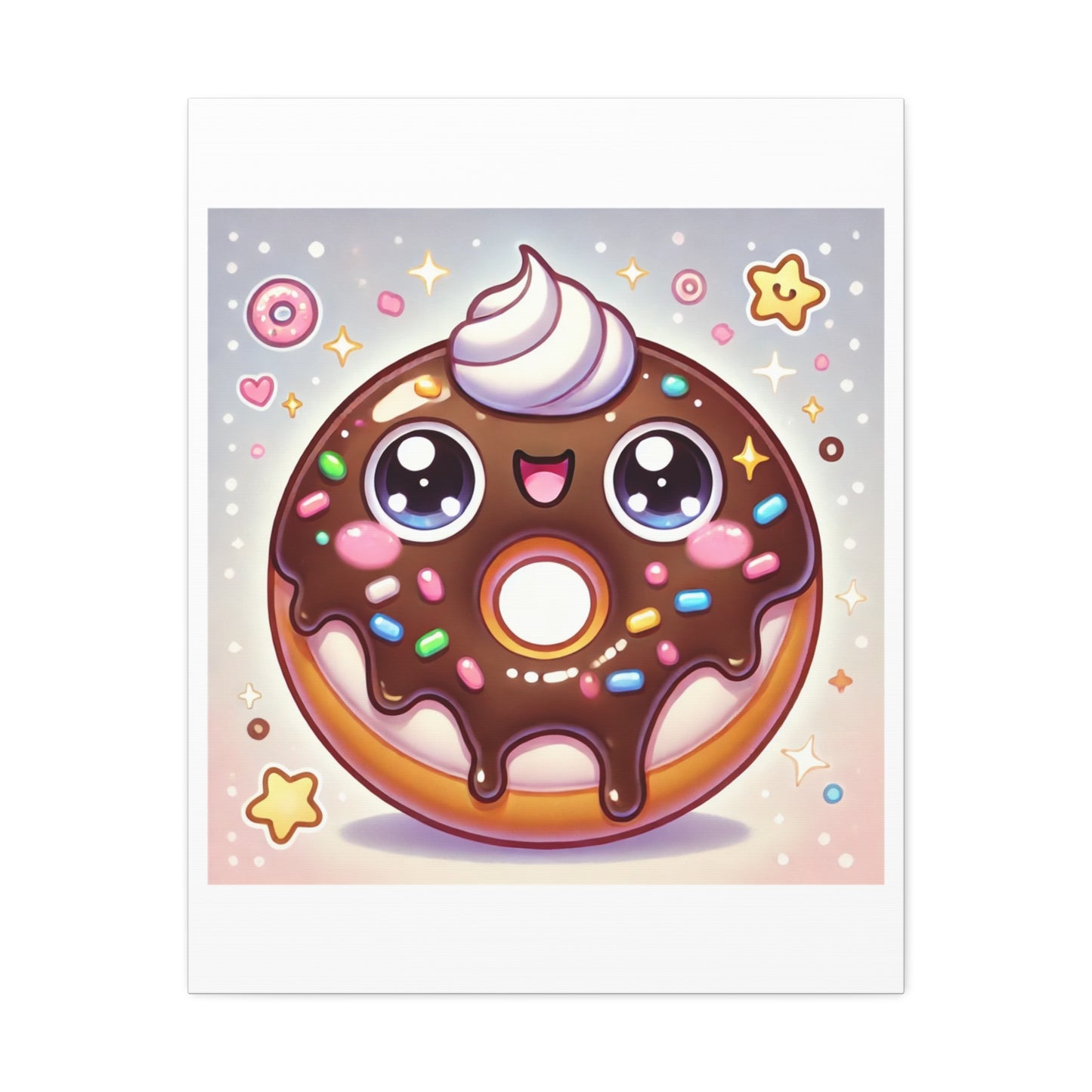 Kawaii Chocolate Donut Cute Dessert Canvas Wall Art