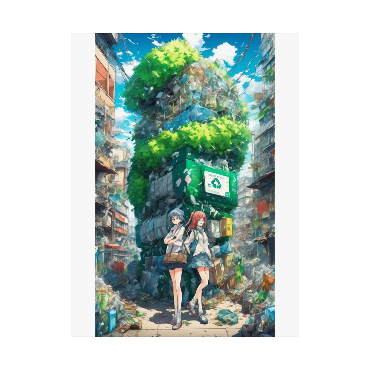 Urban Recycling Anime Friends Green City Wall Poster
