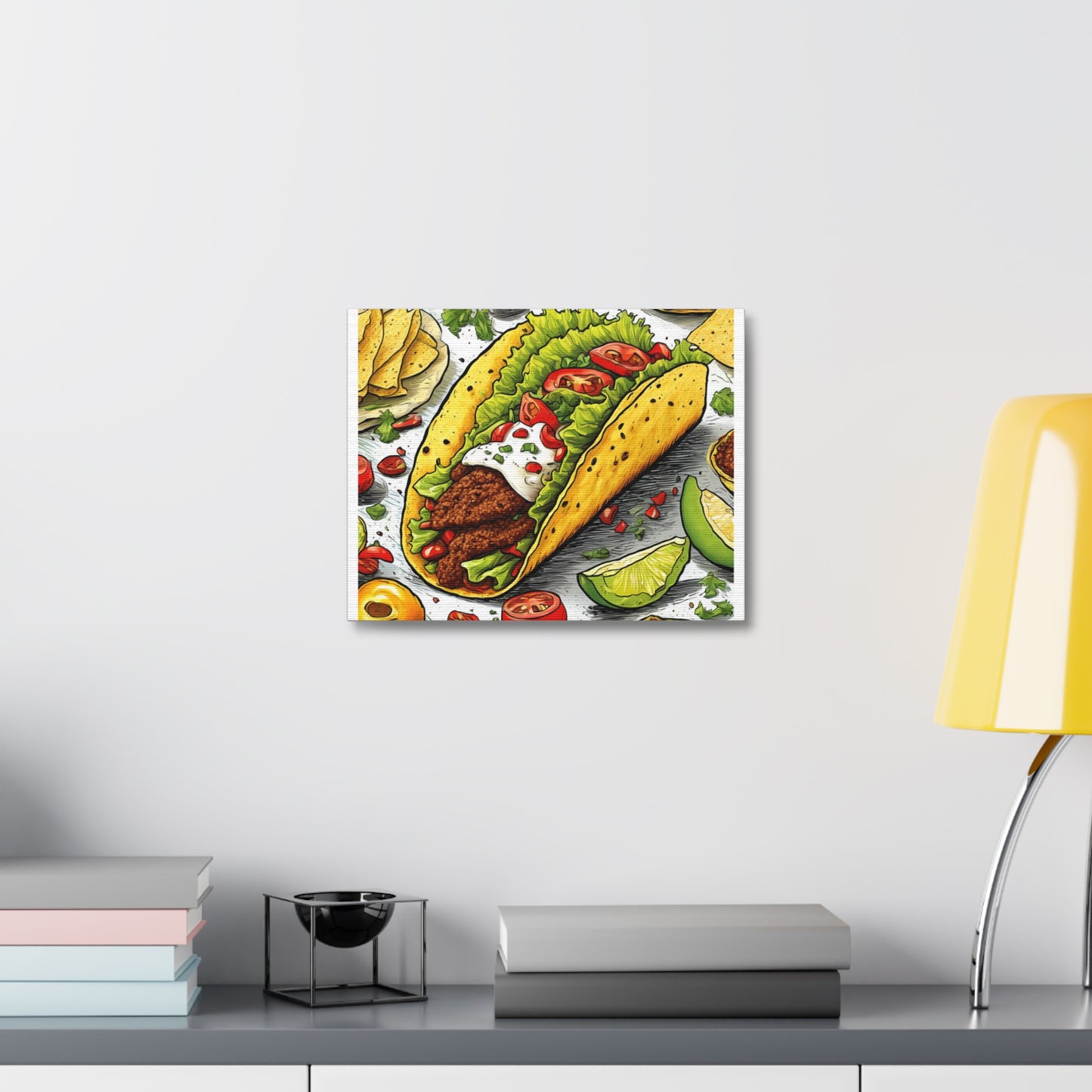 Bold Taco Illustration Foodie Gift Art Canvas