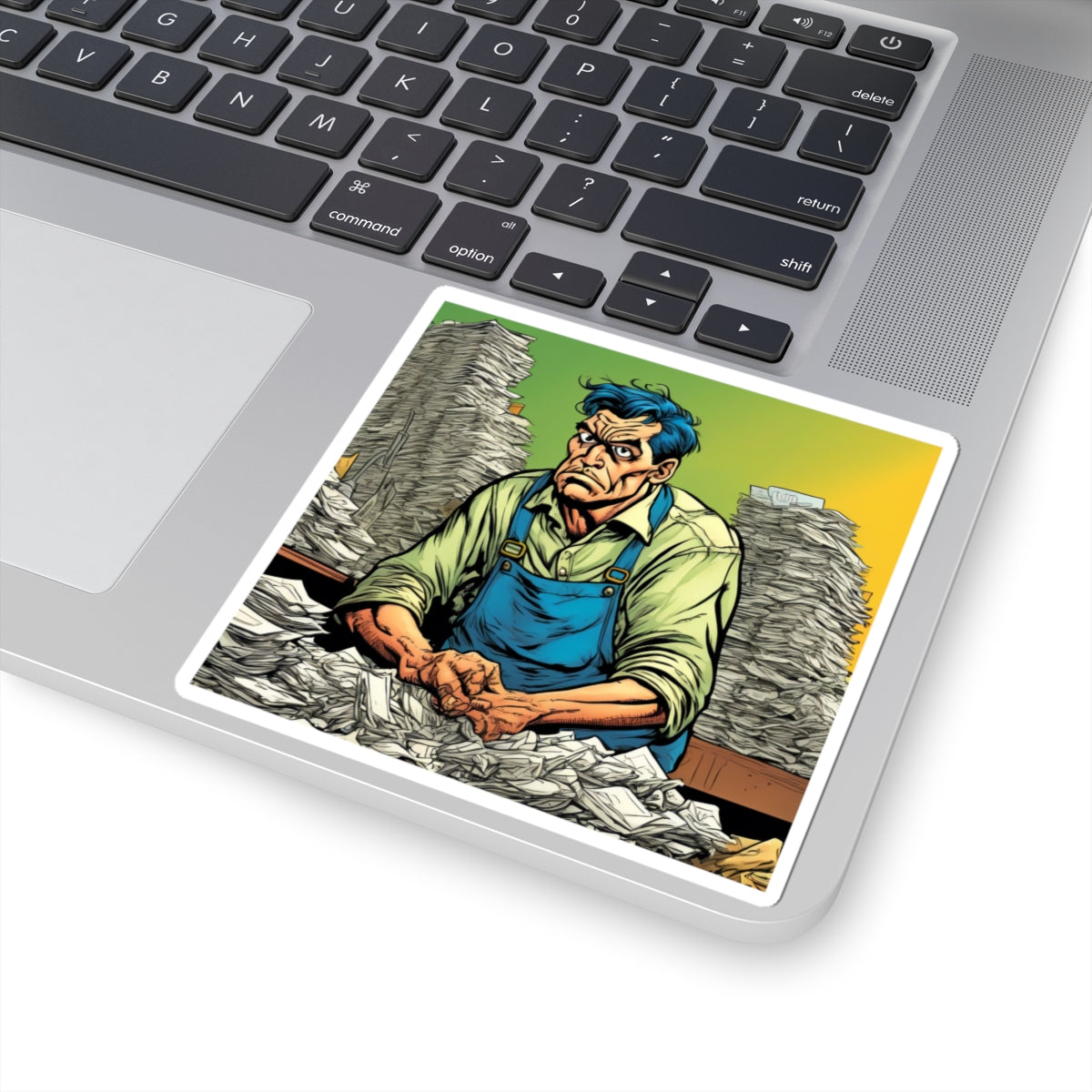 Paperwork Chaos Desk Worker Funny Office Art Sticker