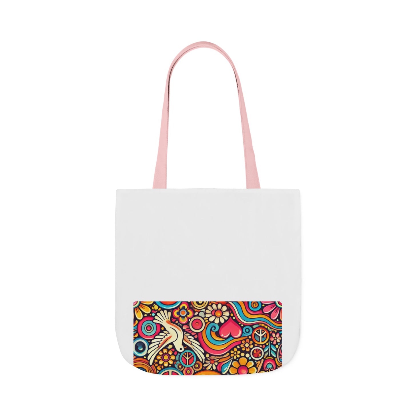 Colorful Peace Floral Pattern Canvas Tote Bag