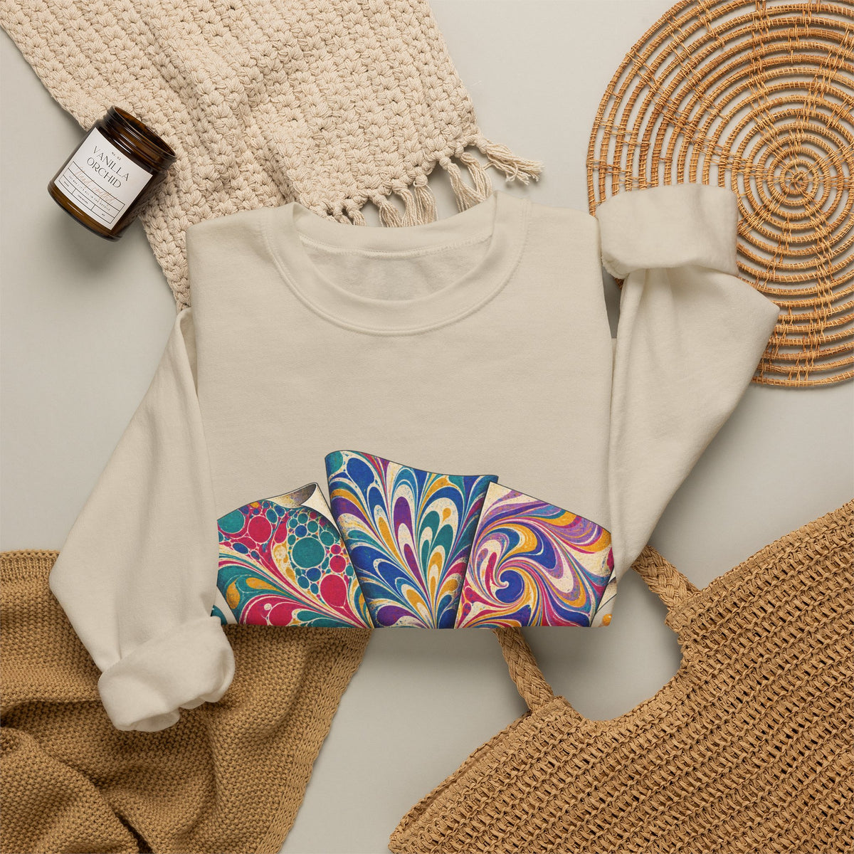Colorful Paper Marbling Workshop Sweatshirt