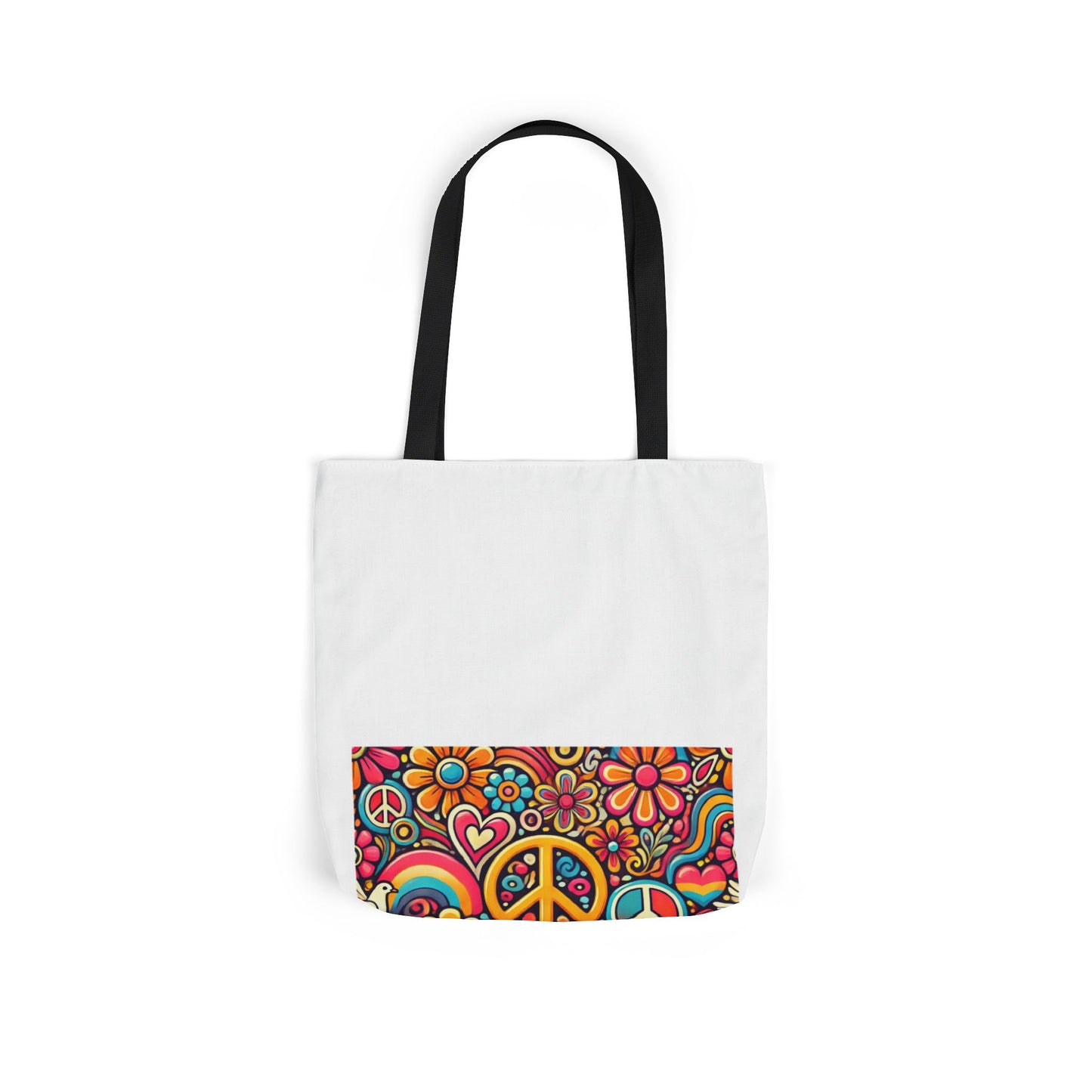 Colorful Peace Floral Pattern Canvas Tote Bag