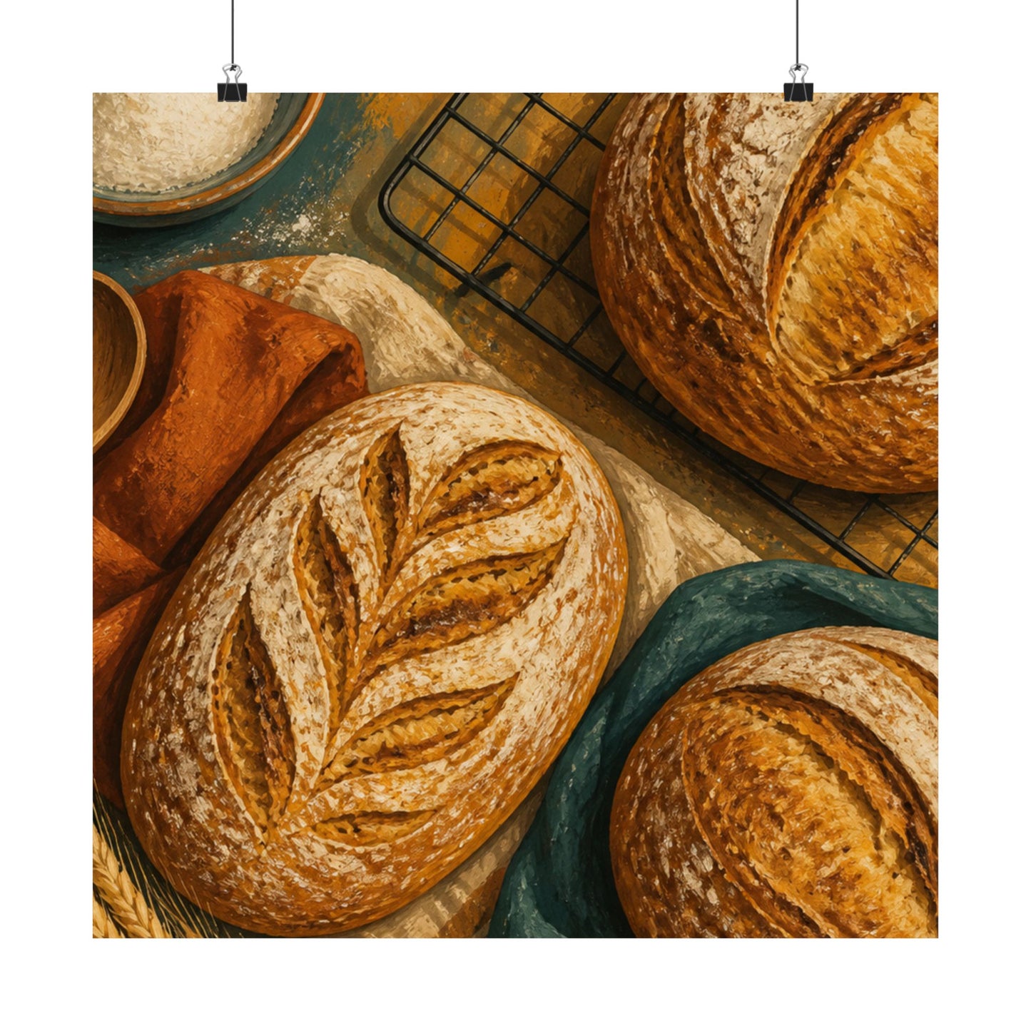 Artisan Bread Baking Still Life Poster