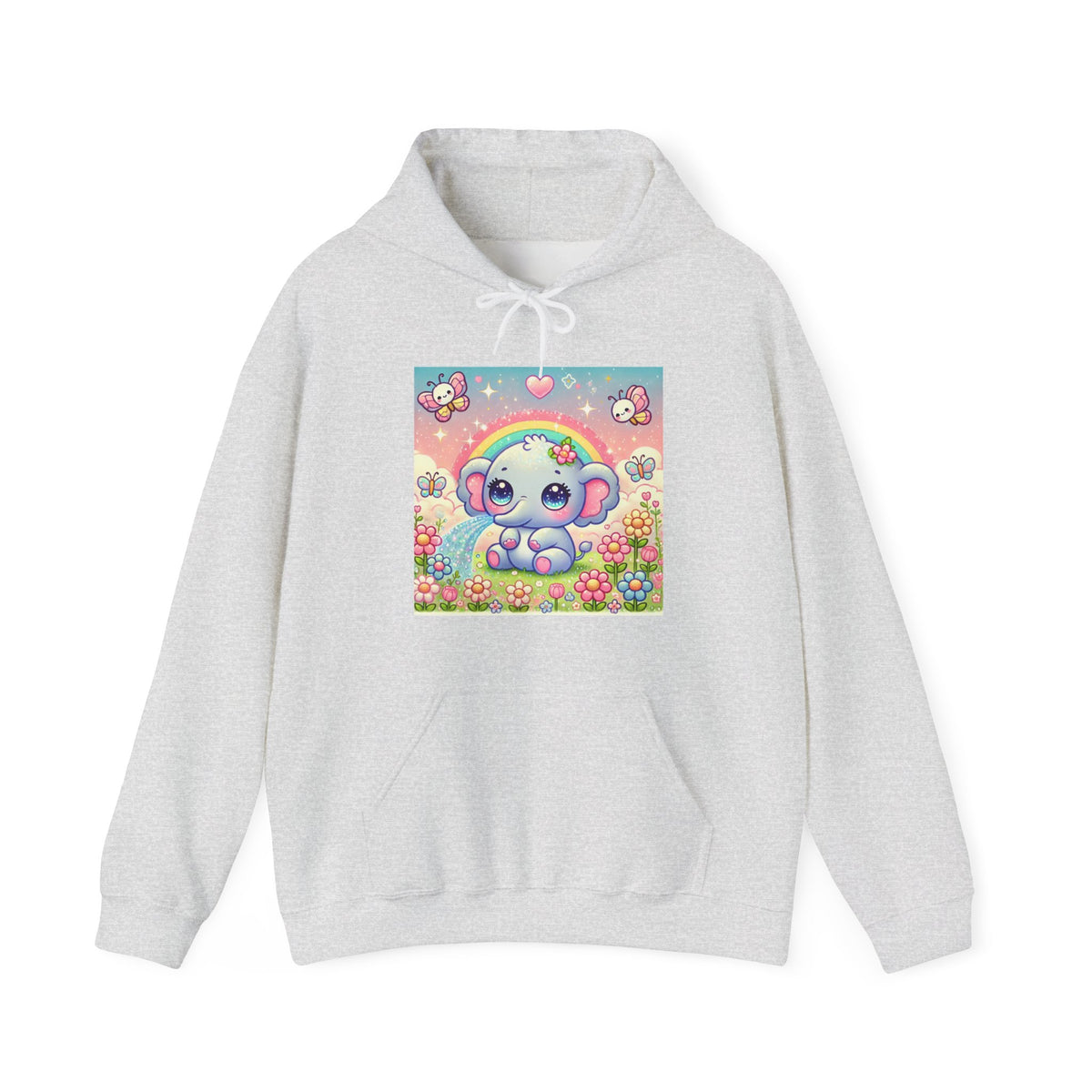 Pastel Rainbow Baby Elephant Floral Hoodie