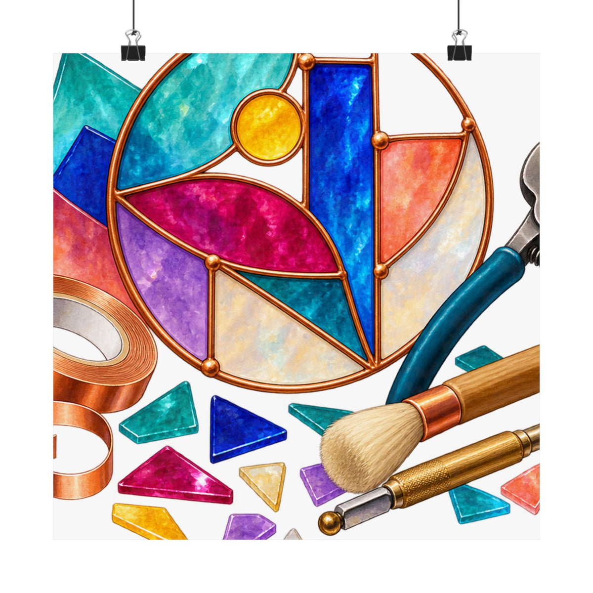 Abstract Stained Glass Suncatcher Workshop Poster