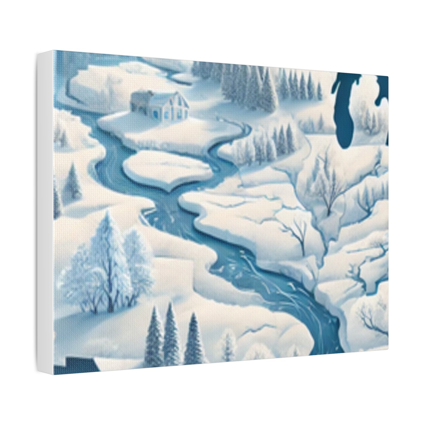 Winter USA Dreamscape Snowy Map Canvas Wall Art Travel Gift