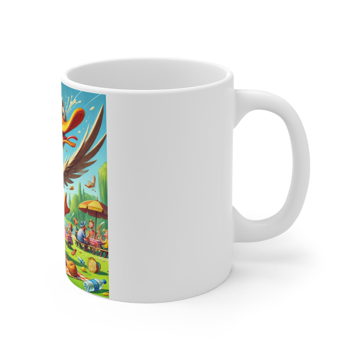 Chaotic Picnic Duck Funny Summer Adventure Coffee Mug