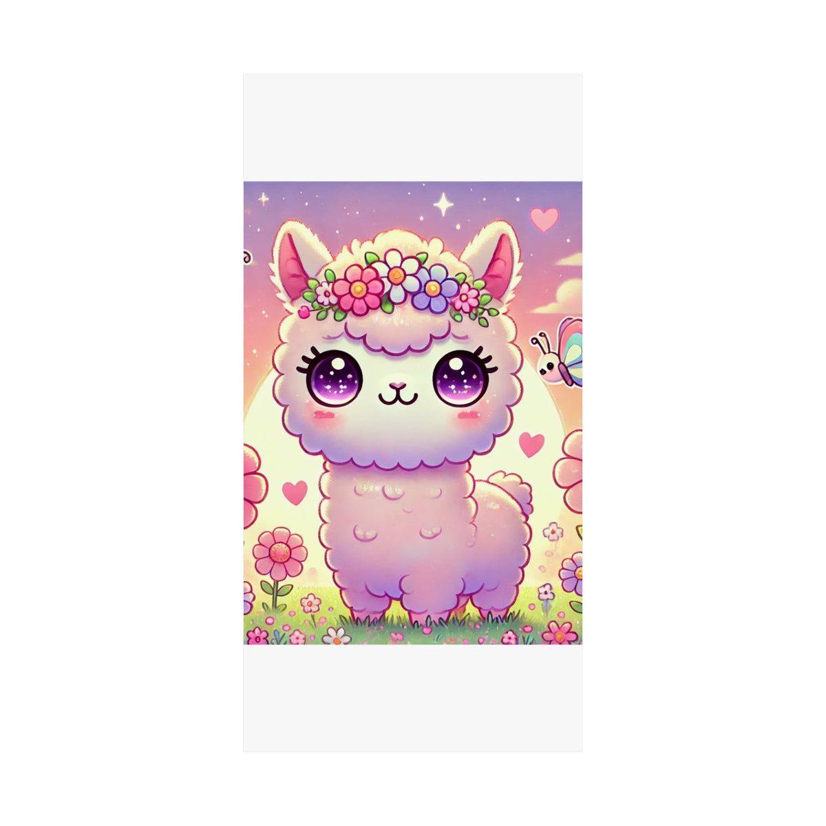 Pastel Floral Alpaca Garden Kawaii Wall Art Poster