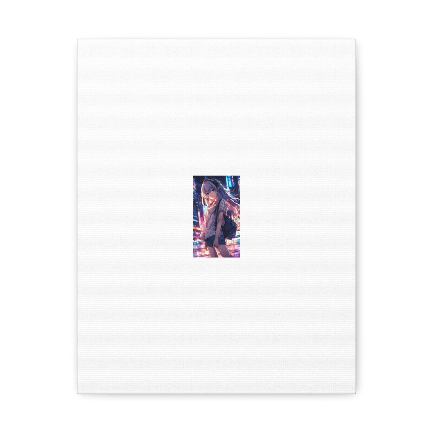 Anime City Night Heroine Portrait Neon Canvas Wall Art