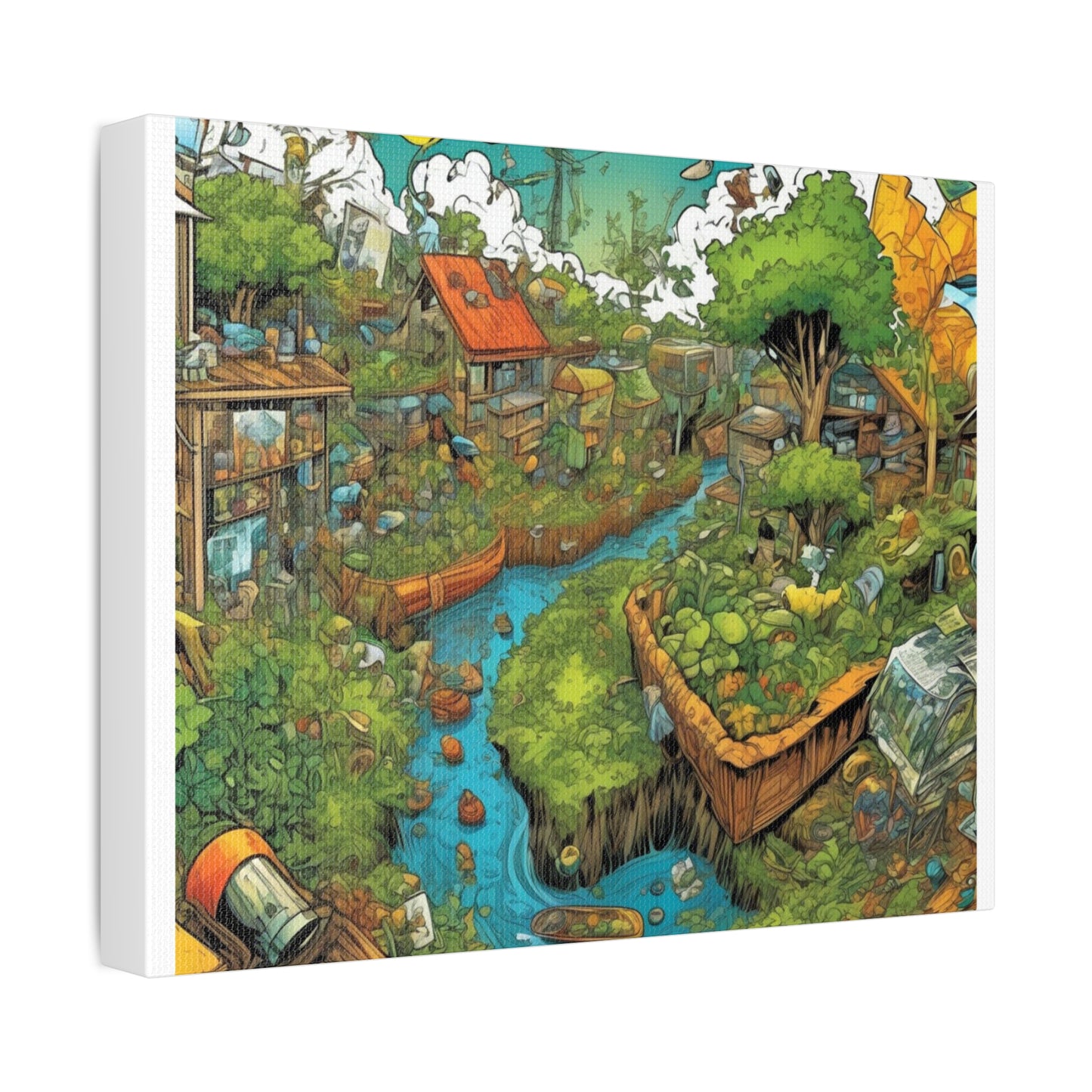 Whimsical Garden Stream Nature Gift Art Canvas