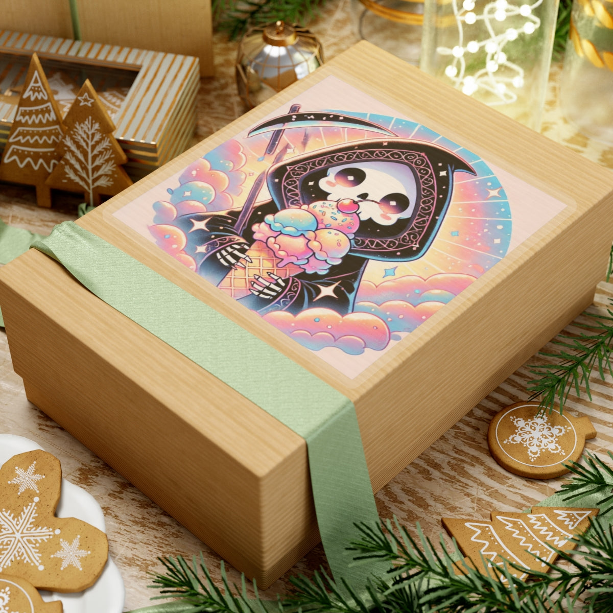 Pastel Grim Reaper Ice Cream Cute Gothic Art Sticker