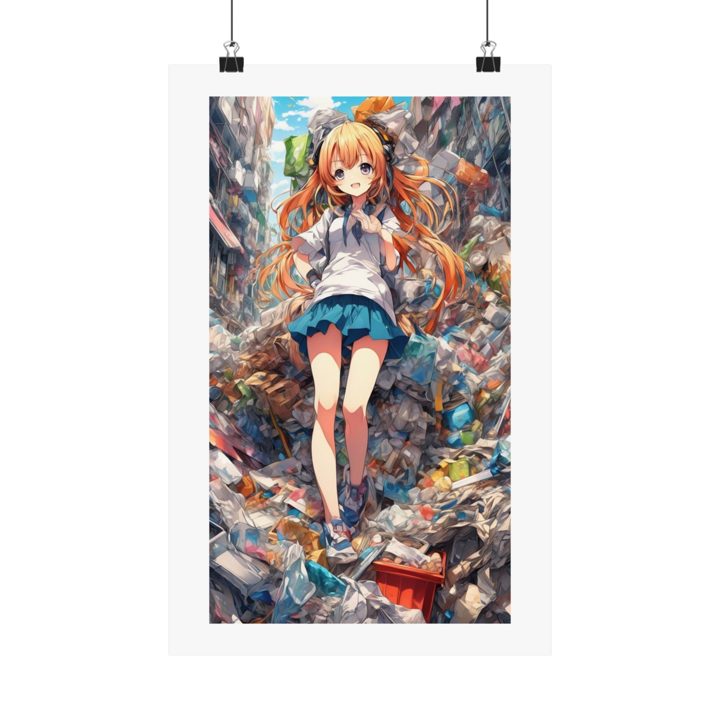 Recycling Rescue Anime Heroine Eco Street Art Poster