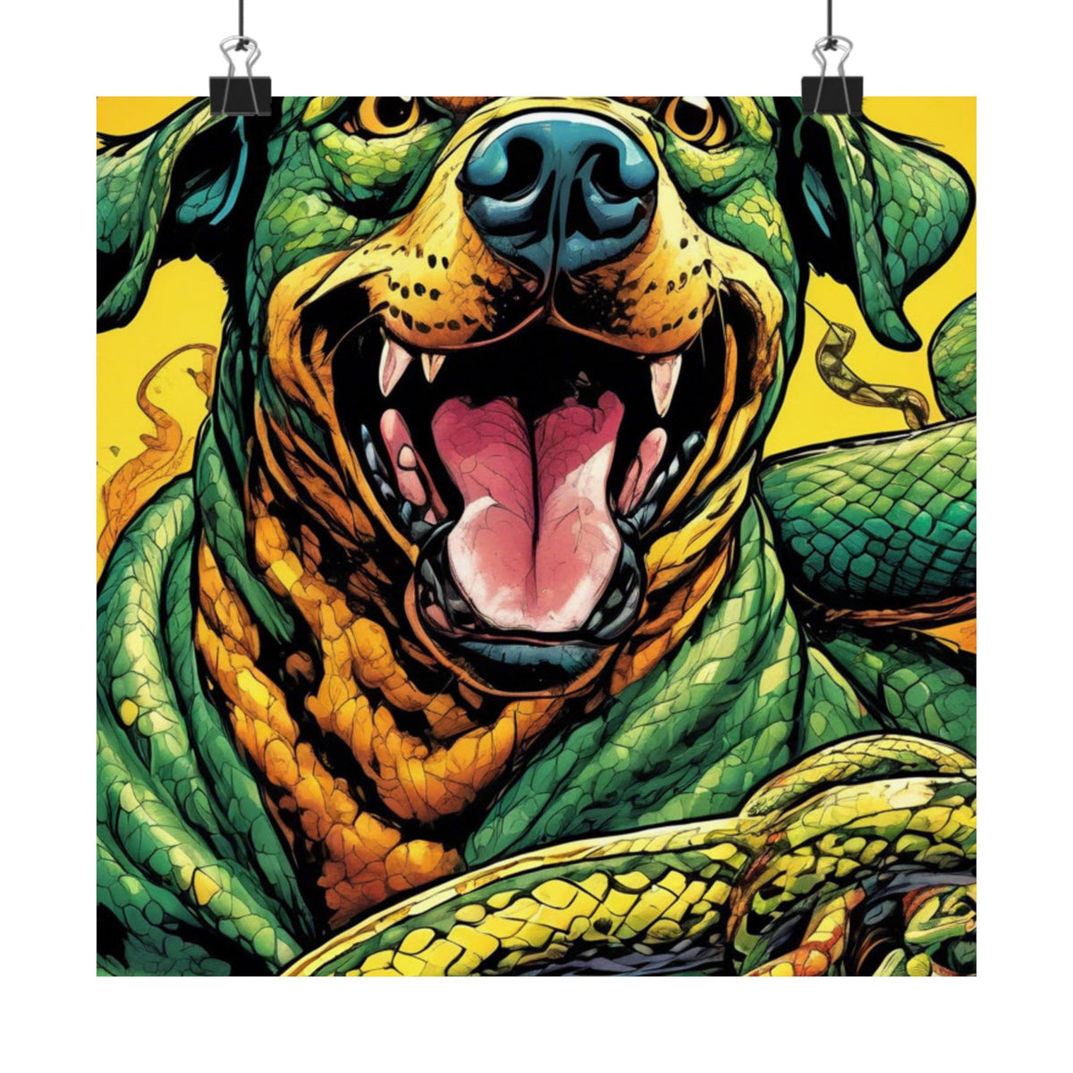 Surreal Serpent Hound Dark Fantasy Wall Art Poster