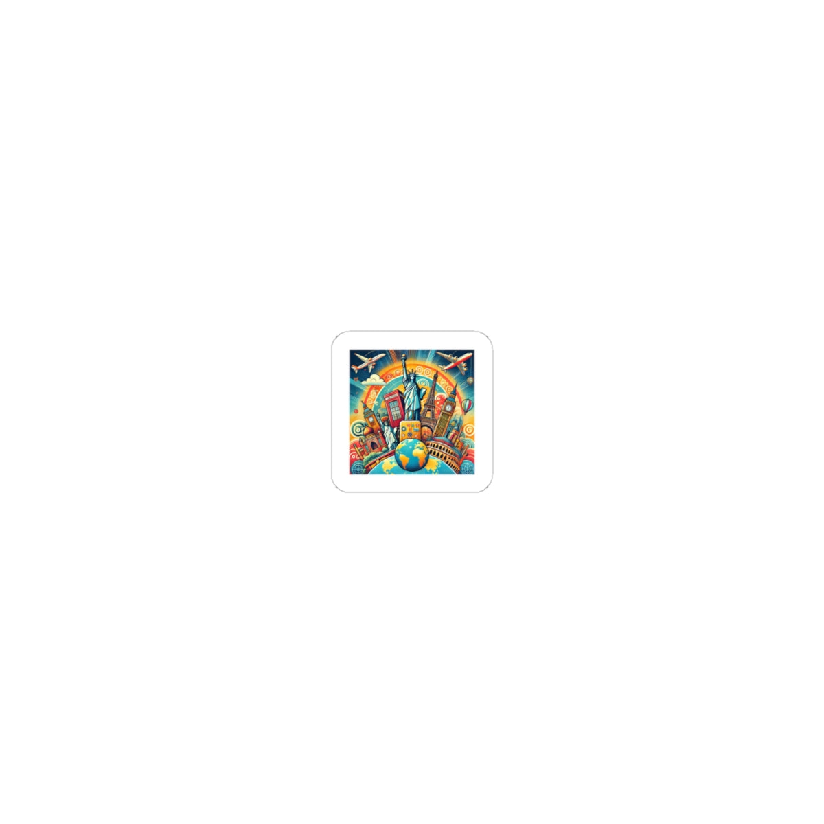 Global Landmark Adventure Collage Adventure Travel Sticker