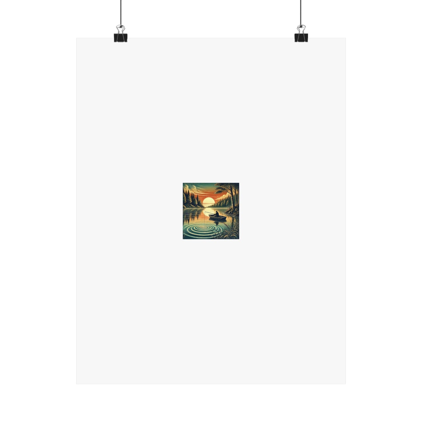 Sunset Lake Fishing Retreat Poster Lake House Fishing Wall Art Gift