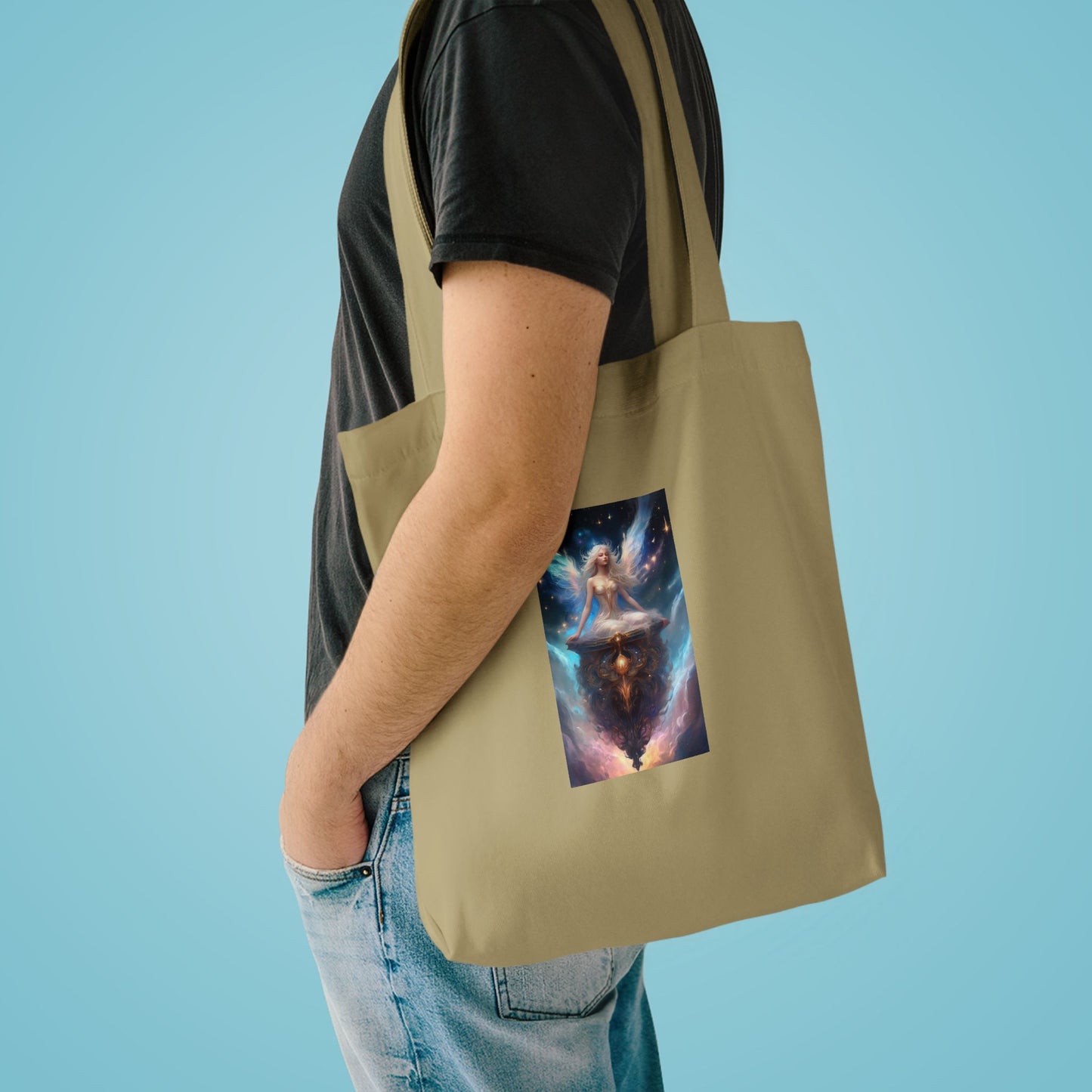 Celestial Winged Meditation Fantasy Portrait Tote Bag