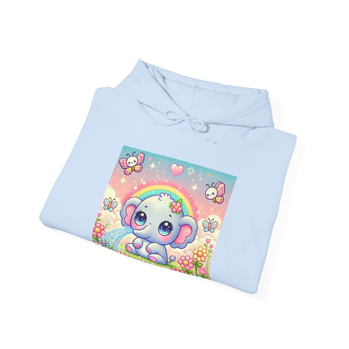 Pastel Rainbow Baby Elephant Floral Hoodie