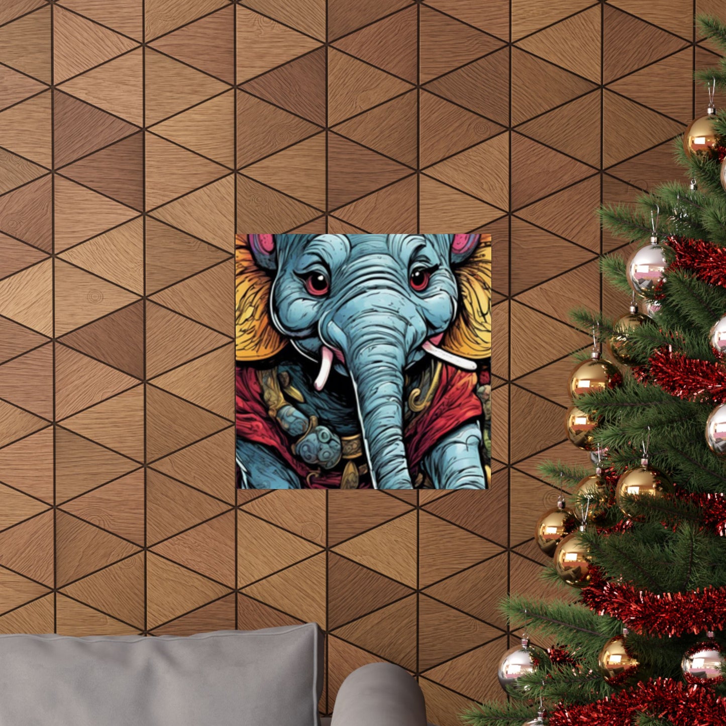Colorful Elephant Garden Parade Wildlife Wall Art Poster